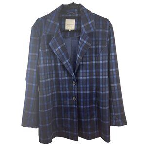 Anthropologie Avec les Filled Blue Plaid Blazer Women’s Size M